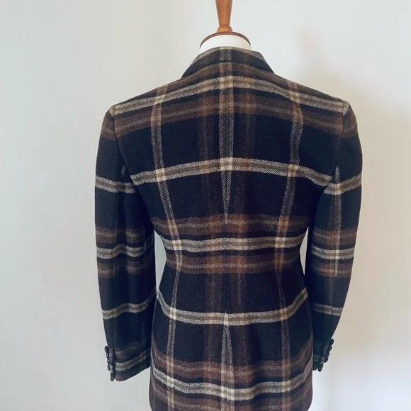 Ralph Lauren Vintage Brown Plaid Women's Blazer RARE - Picture 5 of 7